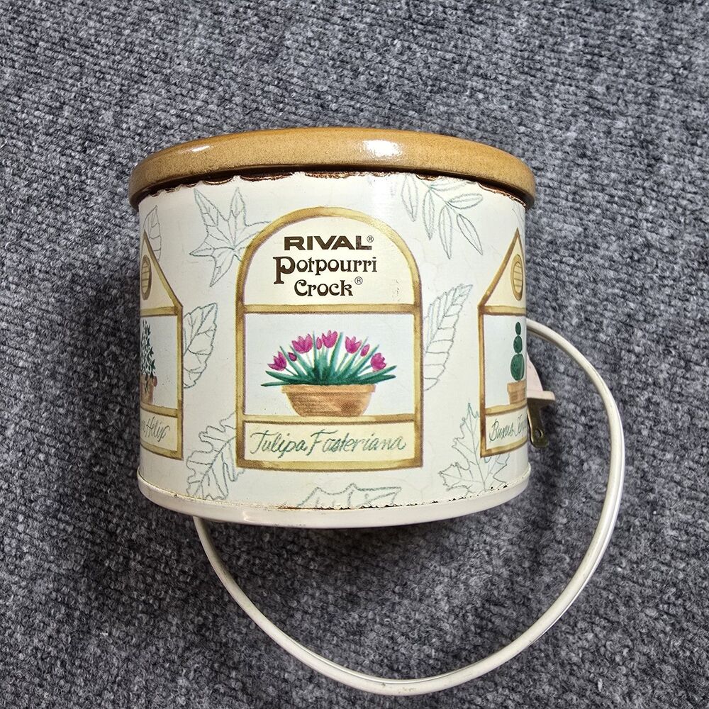 Vintage Rival 3206 Potpourri Crock Warmer Floral Herb Garden Tested Works
